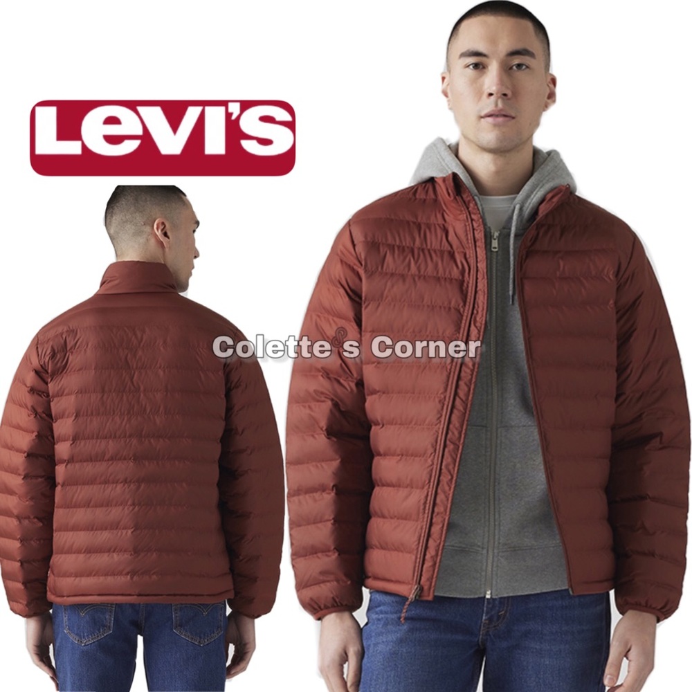 LEVI’S BRICK RED DOWN PACKABLE INSULATED PUFFER JACKET WATERPROOF XXL MEN